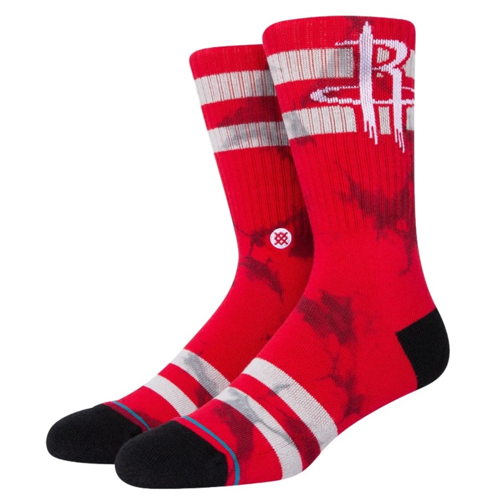 Stance Houston Rockets Tie-Dye Crew Socks Large Red